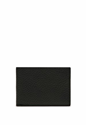 Porte-cartes noir en cuir texturé, présentant une forme rectangulaire lisse avec des bords soigneusement cousus et sans matériel visible.