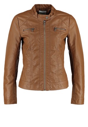 ONLY, ONLBANDIT BIKER - Imiteret læderjakke - cognac