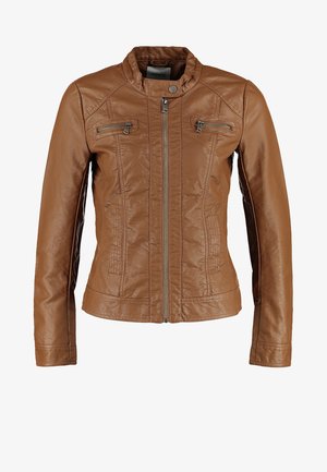 ONLY, ONLBANDIT BIKER - Imiteret læderjakke - cognac