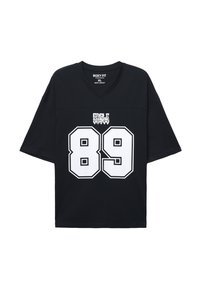 T-shirt nero dalla vestibilità ampia realizzato in cotone pesante, con una grafica bianca recante il numero 89 sul davanti e un design a scollo a V.