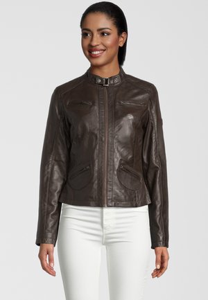 MIT SCHNALLE - Veste en cuir - d brown