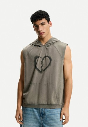 SLEEVELESS WITH HOOD-PRINT - Top - dark grey