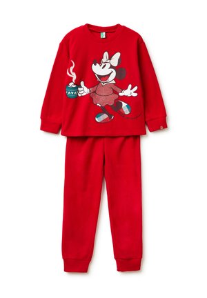 IN ONE SIDE BRUSHED CREWNECK LONG SLEEVE BOTTOMS WITH ANKLE CUFF BRAND LABEL ON CUFF PRINT - Pyjama - red