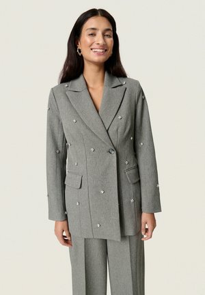 Soaked in Luxury Short coat - grey melange suiting