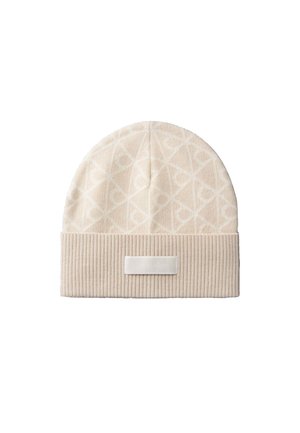Calvin Klein, ALLOVER EMBLEM LOGO WOOL BEANIE - Bonnet - light hay