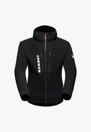 Must värvi jakk kapuutsiga, esiosal luku, kahe tõmblukuga tasku ja valge logo. Valmistatud tekstureeritud, elastne materjal, millel on kontrastsed aktsendid.