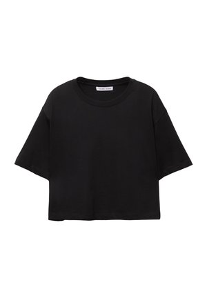 PULL&BEAR CROPPED SHORT SLEEVE - Osnovna majica kratkih rukava - black