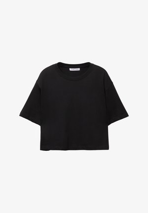 PULL&BEAR CROPPED SHORT SLEEVE - T-paita - black