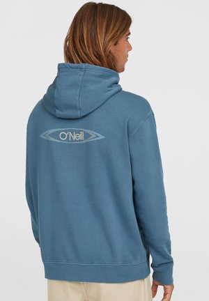 Sweatshirt à capuche bleu en coton mélangé. Présente le logo O'Neill au dos dans une teinte plus clair. Coupe standard avec des poignets côtelés.