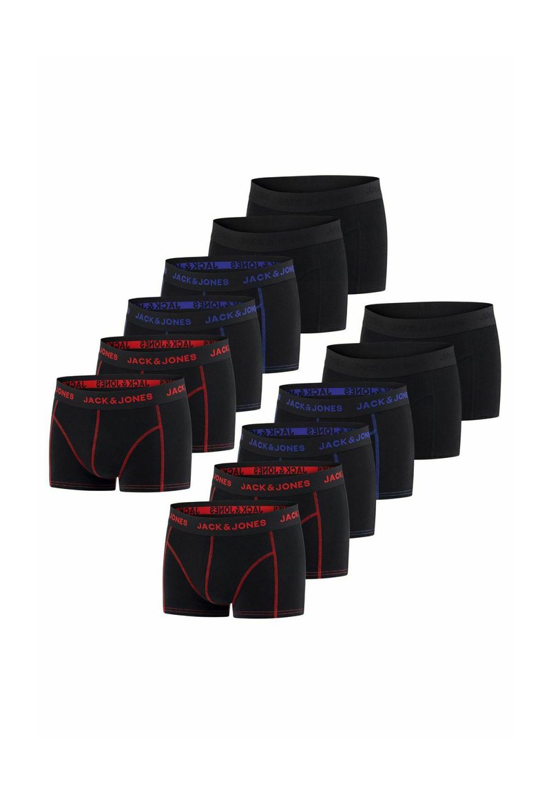 Set van boxershorts in zwart, met contrasterende elastische taillebanden in rood en blauw met het merkembleem. Zachte stof, aansluitend ontwerp.