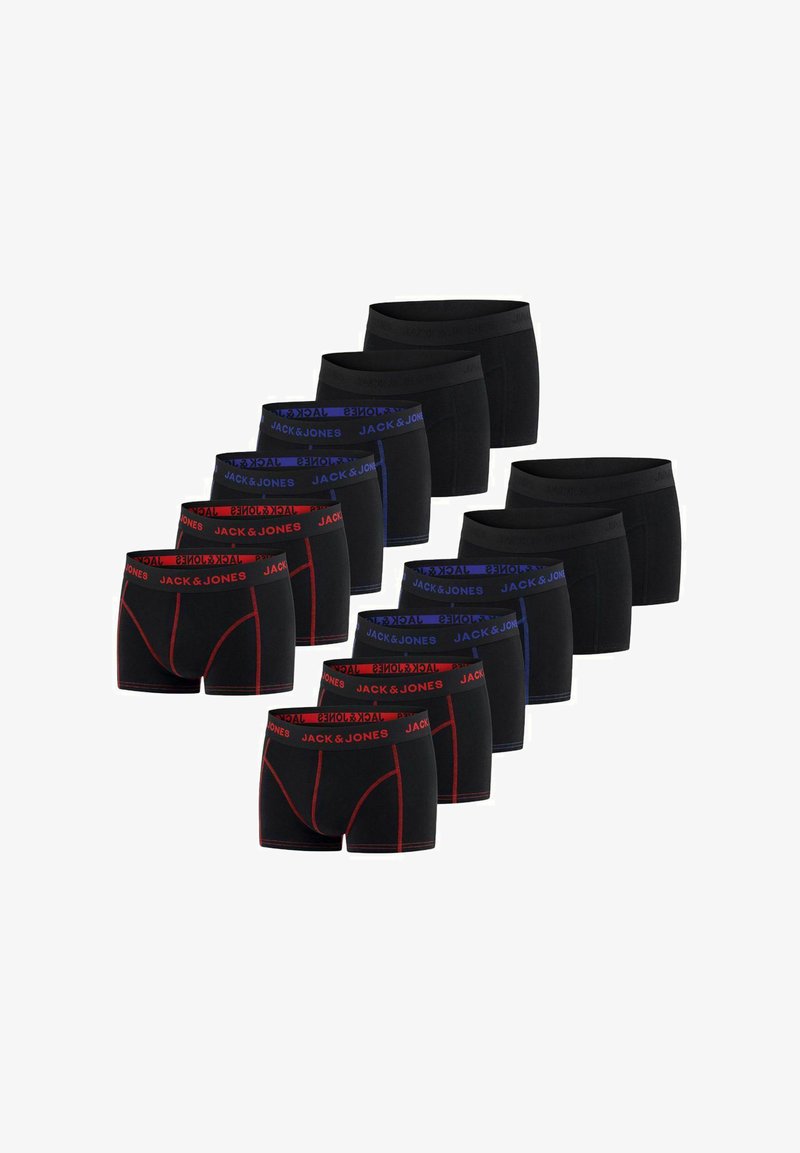 Set van boxershorts in zwart, met contrasterende elastische taillebanden in rood en blauw met het merkembleem. Zachte stof, aansluitend ontwerp.