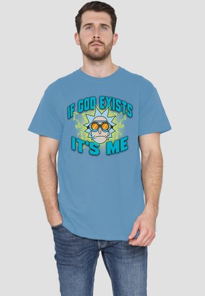 Cotton Soul, RICK AND MORTY IF GOD EXISTS - Print T-shirt - light blue