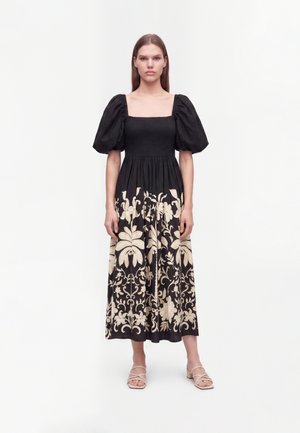 New Look, FLORAL BORDER PRINT MILKMAID MIDI DRESS - Freizeitkleid - black pattern
