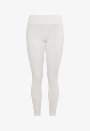Weiße Leggings aus dehnbarem, glattem Stoff mit hohem Bund und passgenauer Schnittführung, versehen mit einem nahtlosen Finish.