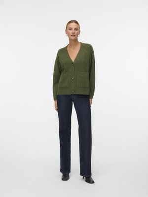 Vero Moda BOOM LS V-NECK BUTTON  NOOS - Neuletakki - cypress