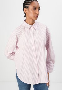 TOM TAILOR BLOUSE SHIRT - Užsagstoma palaidinė - mid pink/white