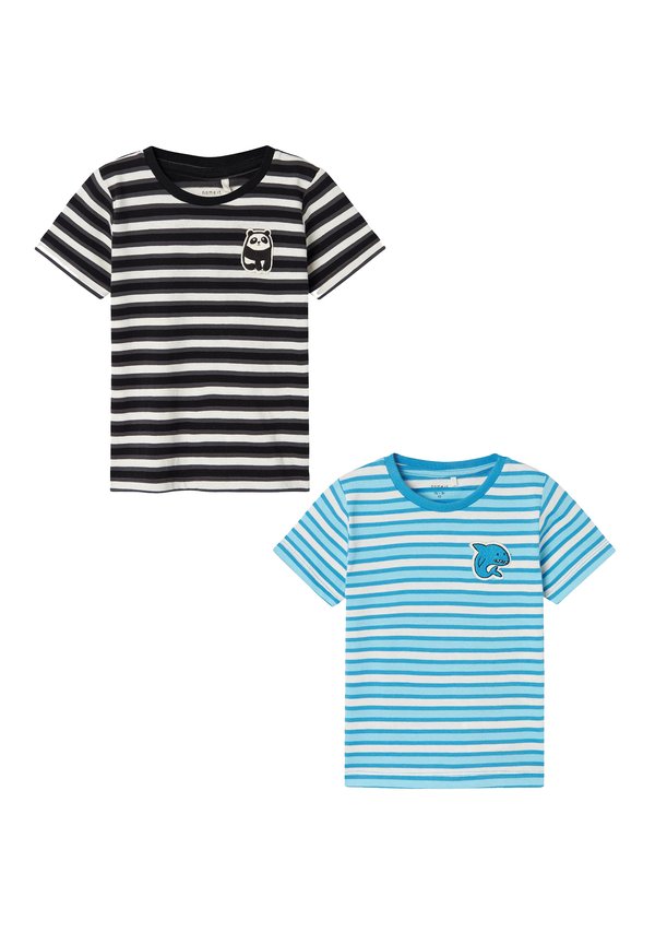 2ER-SET DESIGN RUNDHALS KURZARM - T-Shirt print - schwarz blau