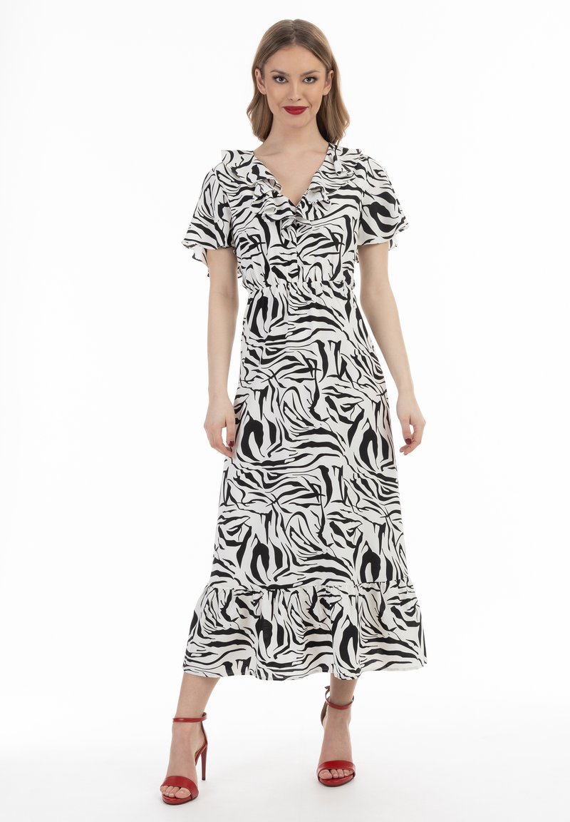 faina MIT ZEBRAPRINT Robe de jour weiss/schwarz/blanc ZALANDO.FR