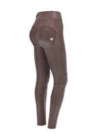 Freddy PUSH UP VITA ALTA IN SEMI LUCIDA - Pantalones - french roast