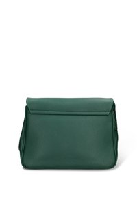 Borsa in pelle verde con finitura testurizzata, forma rettangolare, chiusura a patta magnetica e accenti laterali per maggiore stile e funzionalità.