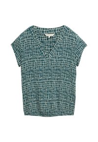 Blouse - abstract tel green grid design