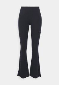 Svarta utsvängda leggings med hög midja, tillverkade av stretchigt material. Har en liten vit Nike-logga på vänster sida.