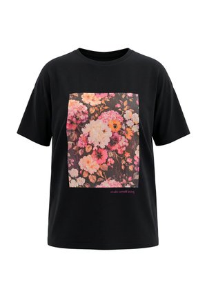 Studio Untold, T-SHIRT, OVERSIZE SHAPE, GLITZER FLOWERS - T-Shirt print - black
