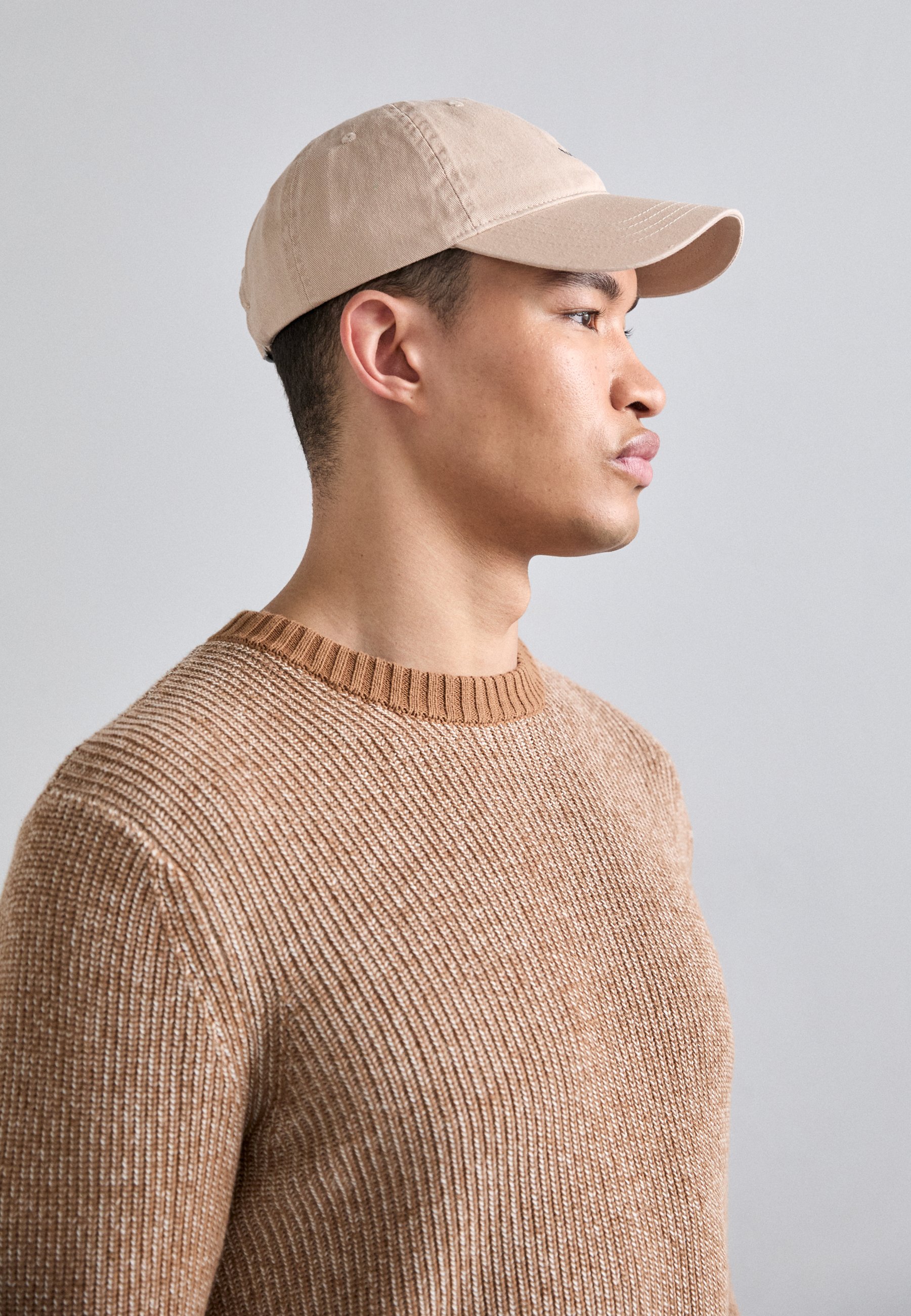 KNITID CASHMERE BLEND MIX RIB CREW - Jumper - mochaccino/full