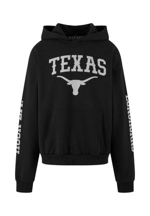 Juoda striukė su pilku užrašu "TEXAS" ir ilgio ragų grafika. Pridedama priekinė kišenė ir raibos rankovės bei apačia.
