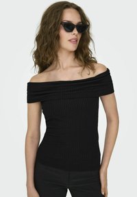 JDY NORMAL GESCHNITTEN SCHULTERFREI - Camiseta estampada - black