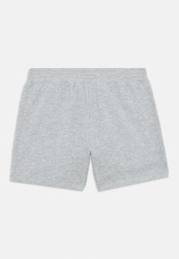 Halli puuvillased lühikesed püksid elastse vöökohaga, lihtsa disainiga ja siledapinna, ilma nähtavate taskute või täiendavate detailideta.