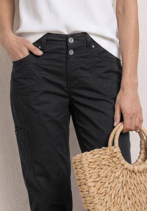 Street One, HIGH WAIST BARREL LEG HOSE - Stoffhose - black