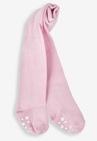 Rosa strumpbyxor gjorda av mjukt material, med en slät yta och halkfria gummidots på sulorna, designade med stjärnmönster.