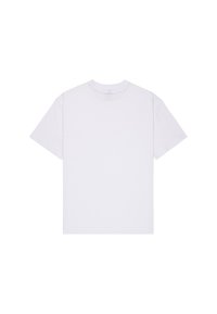 Hvid kortærmet t-shirt lavet af blødt bomuld. Har en rund halsudskæring og et enkelt, ubrudt design uden grafik eller mønstre.