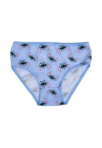 Mutande in cotone azzurro chiaro con stampa a fumetti di un personaggio con occhiali da sole, accentuate da orecchie rosa. Tessuto morbido con vita elasticizzata.
