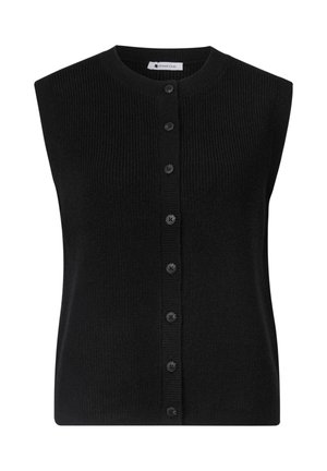 Street One, STRICKWESTE MIT RUNDHALS UND KNOPFLEISTE - Vest - black