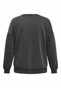 Sweat-shirt oversize gris foncé avec poignets et ourlet côtelés, présenté de dos sur un fond blanc.