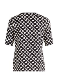 Kortærmet top i sort og creme med et diamantformet mønster. Blødt stof med en afslappet pasform og rund halsudskæring.