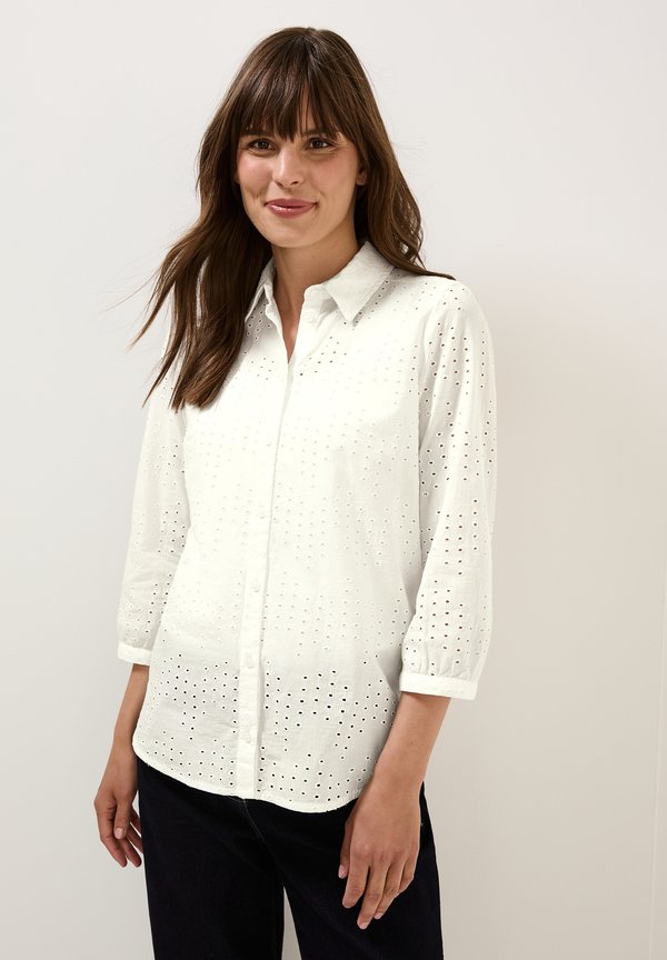MIT LOCHSTICKEREI - Hemdbluse - weiß