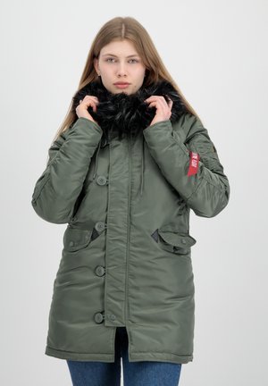 Abrigo de invierno - vintage green black