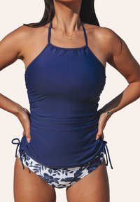Cupshe TANKINI SET WITH BOTANICAL FLAIR - Badeanzug - dark blue