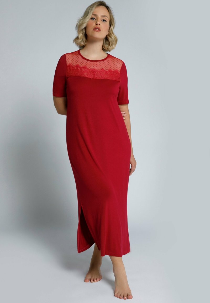 Damen Nachthemden | Ulla Popken HALBARM Nachthemd dunkelrot - RS59129 Damen Nachthemden | Ulla Popken HALBARM Nachthemd dunkelrot - RS59129