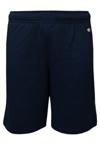 Pantaloni sportivi blu navy realizzati in morbido tessuto, con vita elasticizzata e dettaglio del logo sul lato. Texture liscia, design all'altezza del ginocchio.