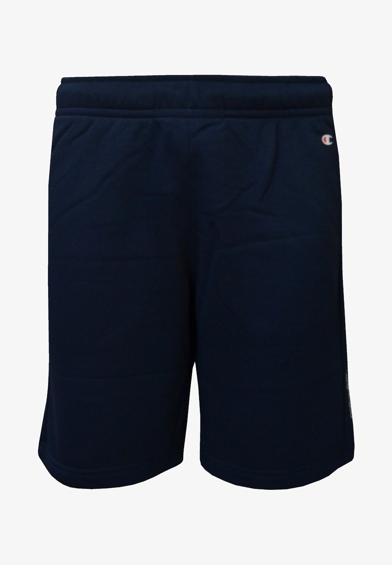 Pantaloni sportivi blu navy realizzati in morbido tessuto, con vita elasticizzata e dettaglio del logo sul lato. Texture liscia, design all'altezza del ginocchio.
