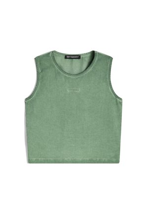 CROP  SLIM FIT - Top - hedge green cold dyed