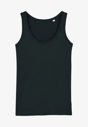 Tmavě zelené tílko vyrobené z měkké bavlny, s kulatým výstřihem, úzkými ramínky a rovním lemem.