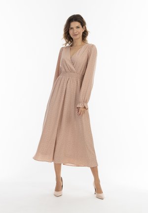 usha MIT ALLOVER-PRINT NOWLES - Robe de jour - braun/beige