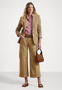 Lauren Ralph Lauren COTTON LINEN HERRINGBONE JACKET - Blazer - brown/cream
