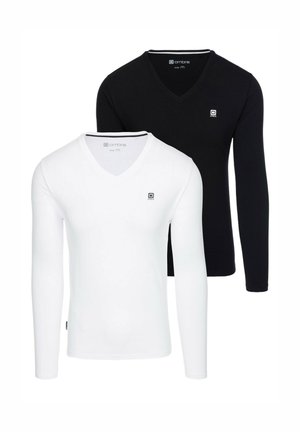 SET OF TWO V-NECK - Pitkähihainen paita - white and black