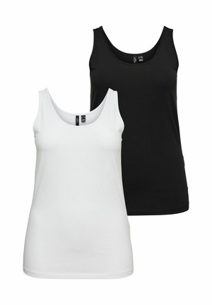 Pack de dos camisetas sin mangas en negro y blanco. Tejido de algodón suave, diseño de escote redondo y forma ajustada sin patrones o acentos visibles.